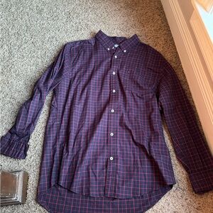 Tommy Hilfiger Blue and Red Casual Button Down Shirt